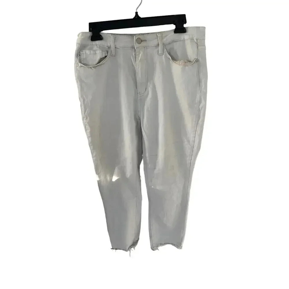 Judy Blue Skinny Fit White Raw Hem Jeans